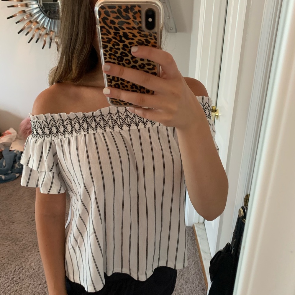 Patterned off the shoulder top